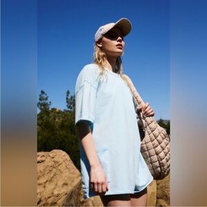 🚨NWT Free People Hot Shot Tee Romper Boardwalk Blue